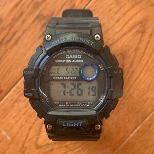 Casio Mud Resistant Stainless Digital Watch Men Black 100M Timer 3463 TRT-110H